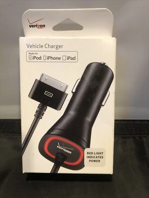 Verizon MFI Apple Certified 30-Pin 2.1 AMP Vehicle Car Charger for iPhone 3 4 4S - Image 1 of 4