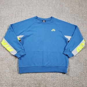 NIKE SB Sweatshirt Youth XL Blue Skateboarding Crewneck Fleece Raglan Boys - Picture 1 of 16