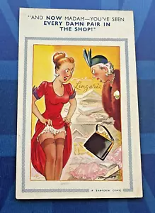 Saucy Bamforth Cómic Postal Años 50 Medias de Nylon Tetas Grandes Bragas Lencería - Imagen 1 de 2