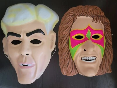 THE ULTIMATE WARRIOR & RIC FLAIR MASK WCW WWE WWF LEGENDARY WRESTLER 1991 TITAN  - Image 1 of 4