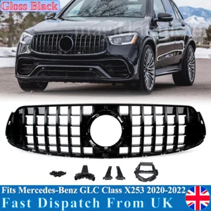 PANAMERICANA GT STYLE FRONT GRILLE GLOSS BLACK FOR MERCEDES GLC X253 C253 20-23 - Picture 1 of 16