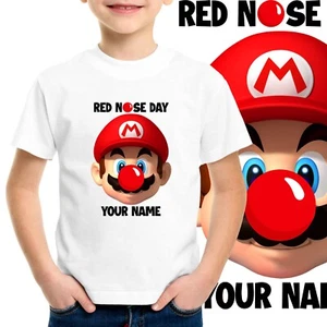 T-shirt personnalisé Red Nose Day Super Mario hommes enfants garçons t-shirt adulte - Photo 1 sur 4