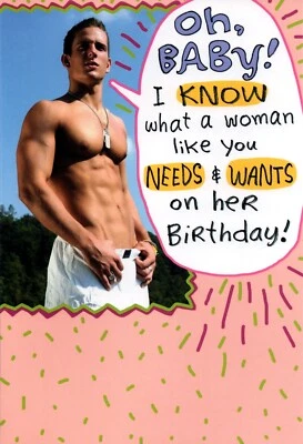 Funny Adult BIRTHDAY Card FOR WOMAN, Sexy Man Nap by Sass Greetings + Envelope - Image 1 of 4