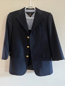 Tommy Hilfiger Navy Wool Blend 3 Gold Button Lined Suit Jacket Boys Size 12? - Picture 1 of 6