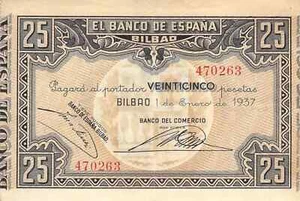 SPAIN BILBAO 25 & 50 PESETAS NOTES 1937 - Picture 1 of 4