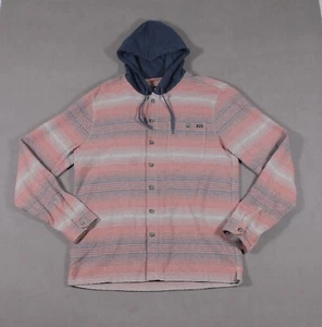 Billabong Flannel Hoodie Shirt Mens L Large Button Up Long Sleeve Drug Rag - Picture 1 of 14