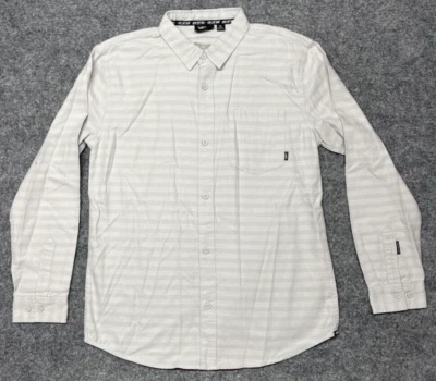 Vans Shirt Boys XL Gray Herringbone Long Sleeve Pockets Cotton Button Up New - Image 1 of 4