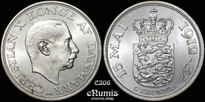 DÄNEMARK, Christian X, 2 Kronen 1937, 25 Jahre Herrschaft, Stempelglanz - Bild 1 von 4