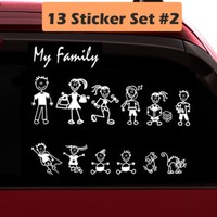 13 Stick Figure My Family Car Decal Sticker (Style#2) Pet Dog Cat for Car Window