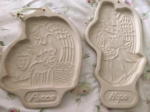 Lote de moldes de galletas Longaberger Pottery Angel Series Hope Peace 1993 1994 - Imagen 1 de 5