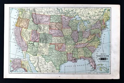 1901 Tunison Map United States Indian Territory Oklahoma Alaska Washington Texas - Image 1 of 4