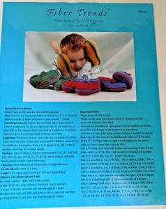 Fiber Trends Crocheted Felt Slippers for Children CH-32 2000 Bev Galeskas - Picture 1 of 2