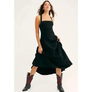 NWT Free People Dreamer Strappy Midi Dress Criss Cross Halter in Black Size XS - Picture 1 of 15