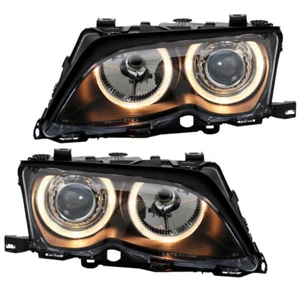Depo Scheinwerfer Angel Eyes Set für BMW E46 Limo Touring Bj. 01-05 Schwarz - Bild 1 von 4