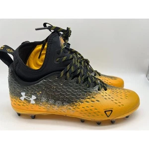Under Armour Spotlight Lux 3026576-001 Yellow Black Football Cleats Men's Sz 9๐ - Picture 1 of 12