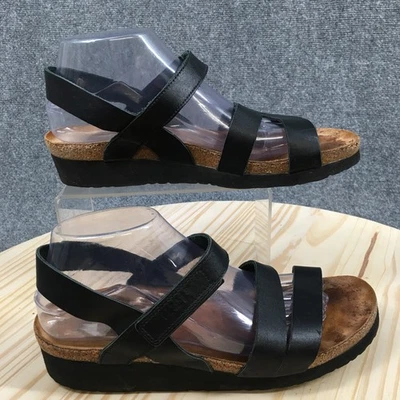 Sandalias Naot para mujer 41 Kayla informales con tiras con correa de cuero negro cuña baja Foto 1 de 4
