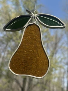 Vintage Pear Stained Glass Suncatcher Window Hanging Kitchen Decor Fruit - Picture 1 of 6