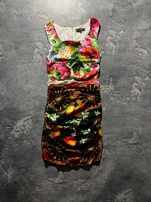 Vestido de seda vintage años 00 Dolce & Gabbana estampado floral de frutas sin mangas talla M Foto 1 de 4