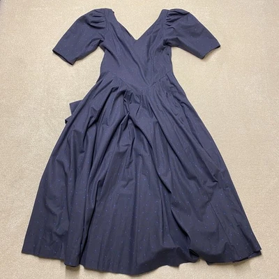 Vestido vintage Laura Ashley para mujer Reino Unido 12 azul cottagecore con volantes hecho en GB Foto 1 de 4