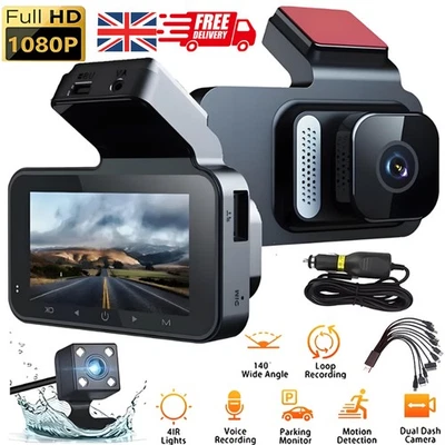 Car Camera Recorder WIFI Dual Front and Rear HD 1080P Dash Cam Night Vision NEW