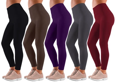 Womens Super Soft High Waist Elasticated Warm Fleece Full Length Leggings Lot  - Image 1 of 3