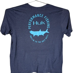 Camiseta de manga corta Huk Performance para hombre de pesca cuello redondo azul marino talla 3XL - Imagen 1 de 5