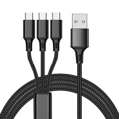 Cable Multi USB-C 4 PIES, 3 en 1 Carga Múltiple Tipo C, Divisor 3A Negro Foto 1 de 4