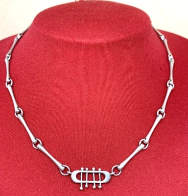 COLLANA COLLIER ORLANDO P. ORLANDINI PER UNOAERRE IN ARGENTO ANNI 70 MODERNISTA - Immagine 1 di 4