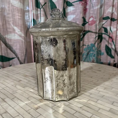 "Frasco de vidrio de mercurio Pottery Barn con tapa de 10"" de alto con tapa de 17"" de diámetro" Foto 1 de 4