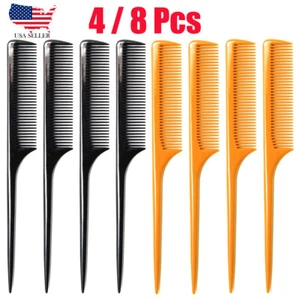 Rat Tail Comb (4~8 Pcs) 9.25" Sturdy Fine Salon Hair Comb Thin & Long Barber US - Picture 1 of 6