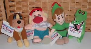 Set of 4 Disney Store Peter Pan, Smee, Nana & Crock Plush Mini Bean Bags 8" NWT - Picture 1 of 10