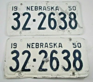 Vintage 1950 Nebraska License Plates 32-2638 Thayer County Original Pair - Picture 1 of 6