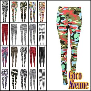 Girls Stretchy Leggings Tartan Check Leopard Printed Full Length Skinny Pants - Picture 1 of 8