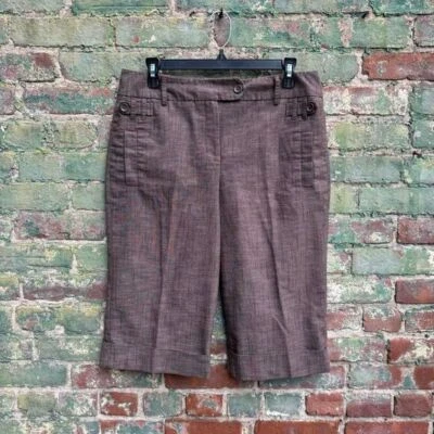 Y2K Larry Levine Trouser Shorts Women's Size 10 Low Rise Brown Cuffed Dress - Image 1 of 4