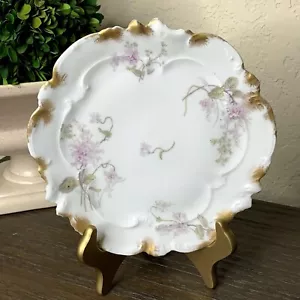 A. Lanternier antiguo Limoges 7,75"" placa I flores borde dorado c.1891-1914 - Imagen 1 de 12