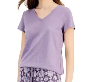 Charter Club Baumwolle V-Ausschnitt Pyjama T-Shirt Pullover staubig lila klein - Bild 1 von 1
