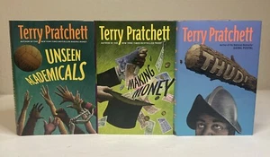 Lot Of 3 Terry Pratchett HC Books: Unseen Academicals, Making Money, Thud! - Picture 1 of 6