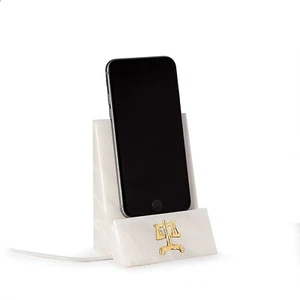 LEGAL SCALES OF JUSTICE WHITE MARBLE DESKTOP CELL PHONE HOLDER OR TABLET HOLDER - Picture 1 of 1