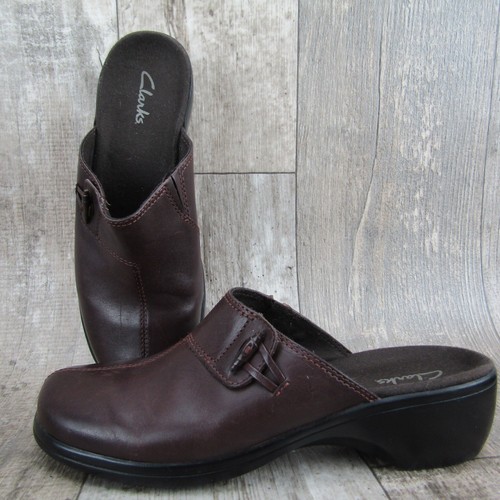 Zoccoli slip on Clarks 84560 punta divisa cucita pelle marrone mules donna 7 M