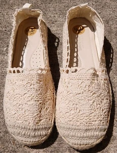 Alexis Bendel Women's Crochet Espadrille Flats Regular Beige Slip-on Size 7.5 - Picture 1 of 5