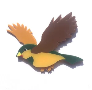 Flying Bird Acrylic Lucite Brooch Pin Badge Finch Vintage Style Cute Gift Finch - Picture 1 of 3