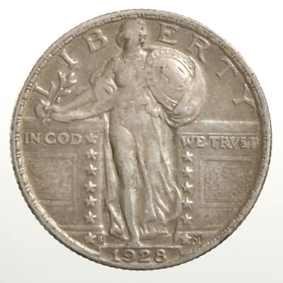 Raw 1928-S Standing Liberty 25C San Francisco Silver Quarter Coin - Image 1 of 2