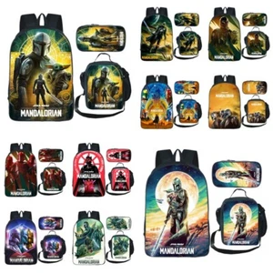3Pcs/Set Star Wars Mandalorian Backpack School Lunch Bags Rucksack Pencil Case - Picture 1 of 15