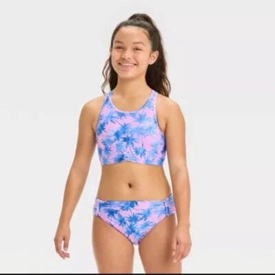 Conjunto de bikini estampado de palma Sandy Daze para niñas - clase de arte S 6/7 Foto 1 de 2