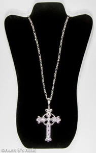 Colgante/Collar Plata Metal Gótico/Medieval Grabado Cruz Disfraz Medallón - Imagen 1 de 2