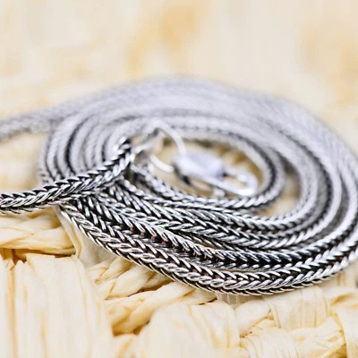 S925 Silver Chain Men Minimalist Sweater Chain Wheat Link Necklace 22inch - Image 1 of 4