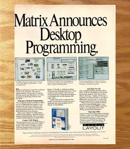 Matrix Layout Desktop Programming - PC Video Game Print Ads Poster Art 1989 - Picture 1 of 3