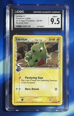 CGC 9.5 Larvitar 52 Pokémon Holograma Inverso 2006 EX Dragon Frontiers Como Nuevo Bajo Pop 2 Foto 1 de 4