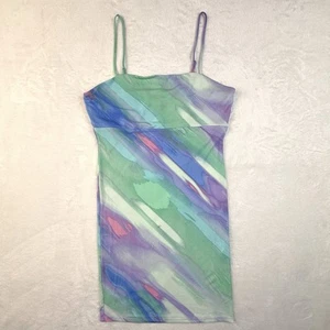 Forever 21 Dress S Sleeveless Strappy Colorful Abstract Slinky Sexy Light - Afbeelding 1 van 20