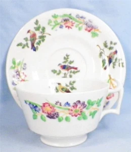 Copeland Spode Cup & Saucer Randall's Birds Flowers Bailey Banks Biddle Vintage - Picture 1 of 9